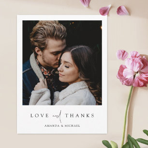 Simple Chic Modern Custom Photo Wedding Thank You Postcard