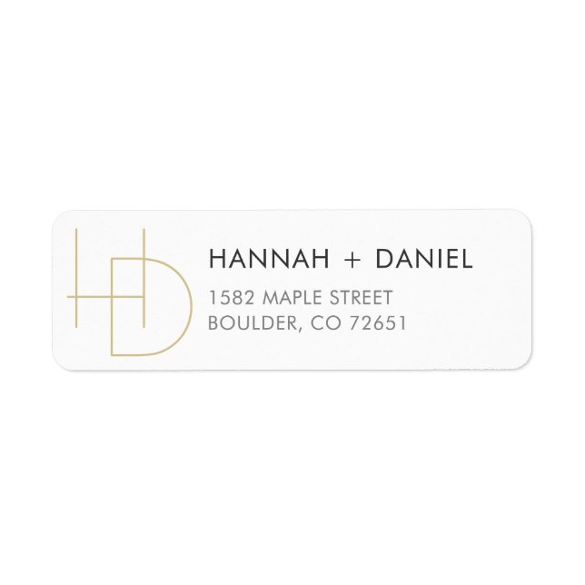 Simple Chic Monogram Mariage Adresse de retour (Devant)