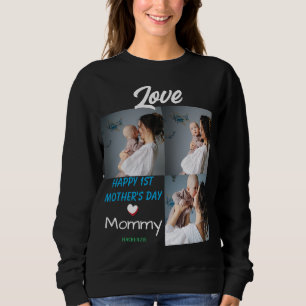 Simple & Chic Mother Days Gift Three Photo Collage Sweatshirt