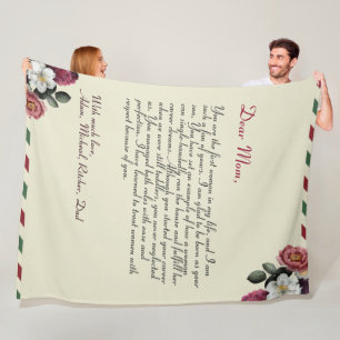 Simple Chic Personalized Love Letter Handwritten  Fleece Blanket