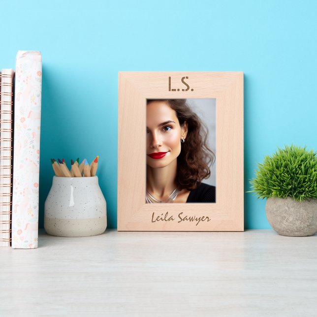 Simple Chic Personalized Monogram and Name Etched Frames (Creator Uploaded)