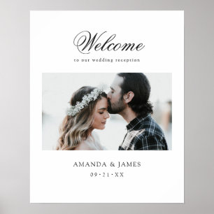 Simple Chic Photo Custom Wedding Reception Welcome Poster