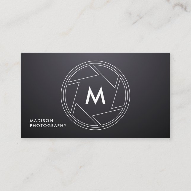 Simple & Chic Photography Black Business Card (Front)