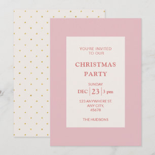 Simple Chic Pink Christmas Holiday Party Gold Dots Card