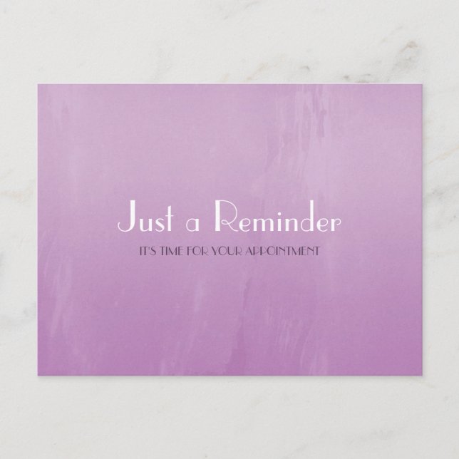 Simple Chic Purple Abstract Appointment Reminder Postcard (Front)