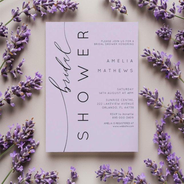 Simple Chic Purple  Bridal Shower Invitation (Creator Uploaded)
