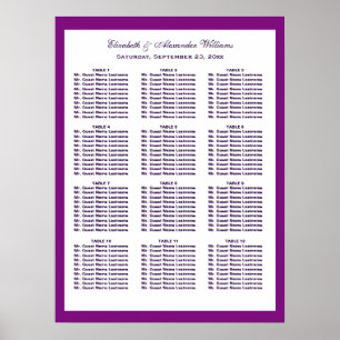 Simple Chic Purple Wedding Seating Chart   Poster