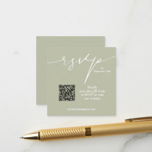 Simple Chic Sage Green QR Code Wedding Enclosure Card