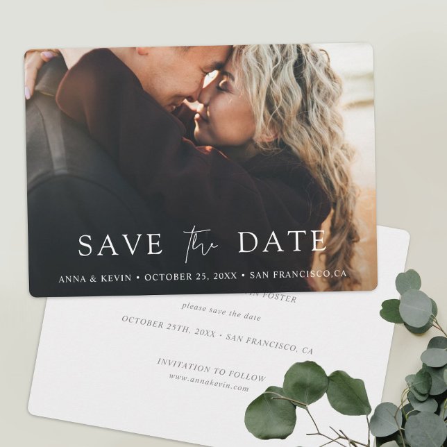 Simple Chic Script Modern Photo Wedding Save The Date (Creator Uploaded)