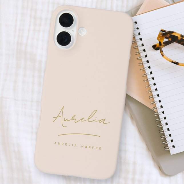 Simple Chic Script Monogram Blush Pink Gold Case-Mate iPhone Case (Creator Uploaded)