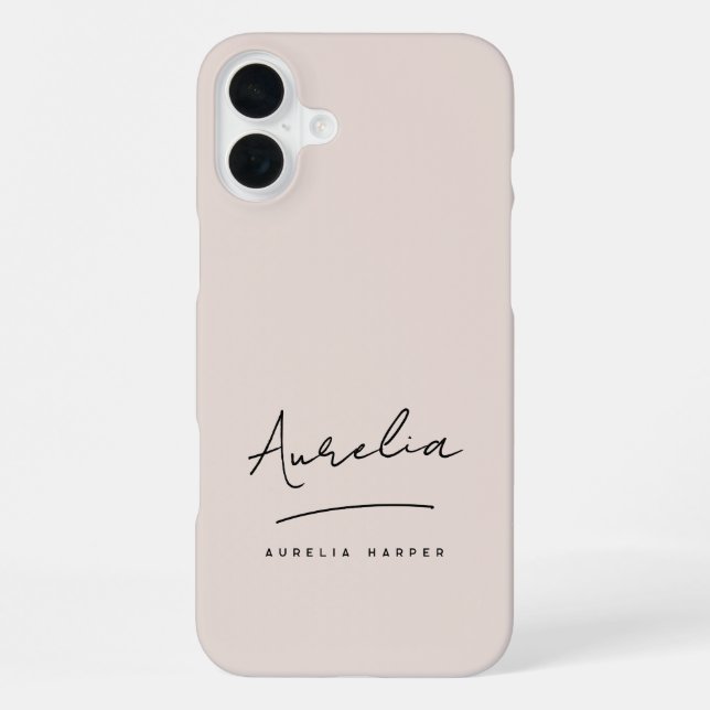 Simple Chic Script Monogram Blush Pink Signature iPhone Case (Back)