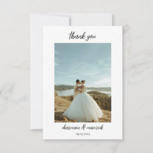 Simple Chic Script Photo Thank You Card