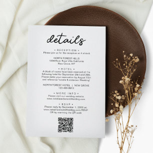 Simple Chic Script QR Code Wedding Details Enclosure Card