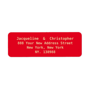 Simple Chic Script Red Gold Wedding Return Address