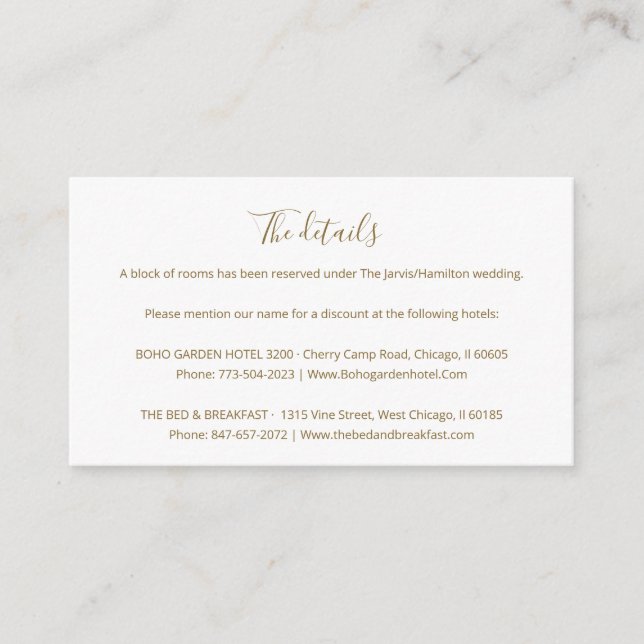 Simple Chic Script Wedding Details Enclosure Card (Front)