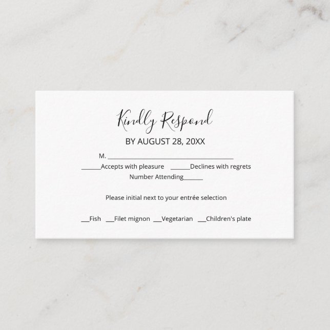 Simple Chic Script Wedding RSVP Enclosure Card (Front)