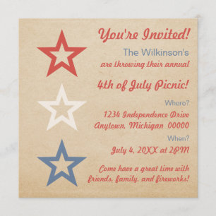 Simple Chic Stars 4th of July Invitation