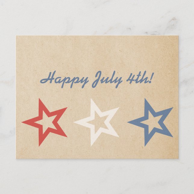 Simple Chic Stars Juillet 4 Carte Postale (Devant)
