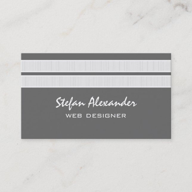 Simple Chic Stripes Business Card, Grey Card (Front)