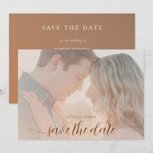 Simple Chic Terracotta Photo Wedding Save the Date Invitation