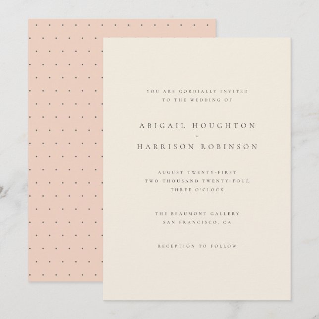 Simple Chic Typography Blush & Cream Wedding Invitation (Front/Back)
