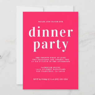 Simple Chic Typography Diva Pink Dinner Party Invitation