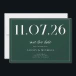Simple Chic Wedding Non-Photo Save The Date<br><div class="desc">A simple modern save the date card. Personalize this chic emerald green and white design to have your wedding date,  names and details.</div>