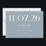 Simple Chic Wedding Non-Photo Save The Date<br><div class="desc">A simple modern save the date card. Personalize this chic dusty blue and white design to have your wedding date,  names and details.</div>