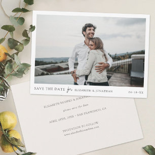 Simple Chic Wedding Save the Date Card with Photo