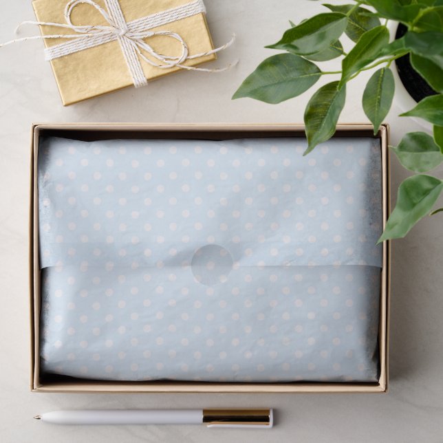 Simple Chic White Polkadots Pattern On Pale Blue Tissue Paper (Gift)