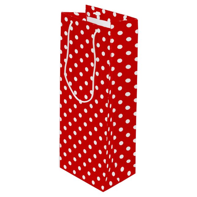 Simple Chic White Polkadots Pattern On Red Wine Gift Bag (Front Angled)