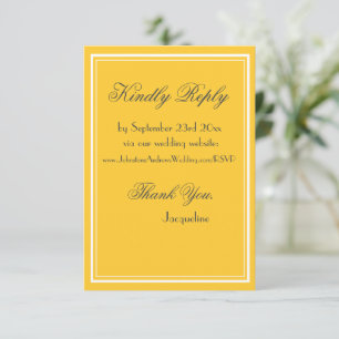 Simple Chic Yellow White Border Fancy Black Script Enclosure Card