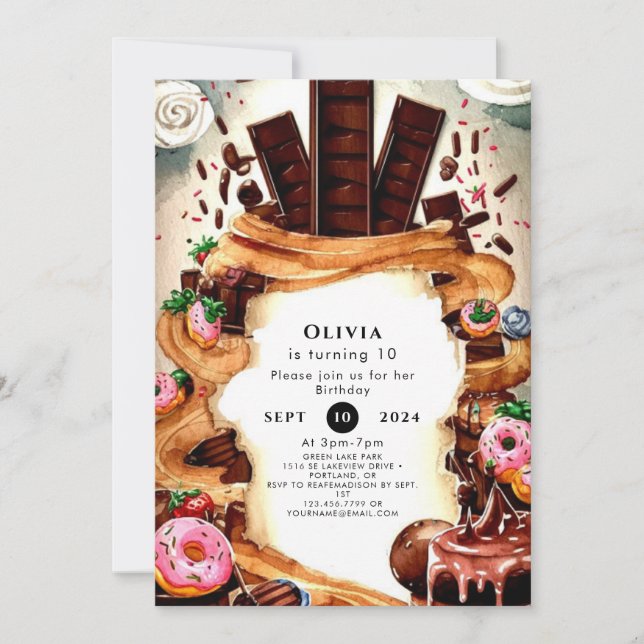 Simple Children's Chocolate Birthday Invitation (Front)