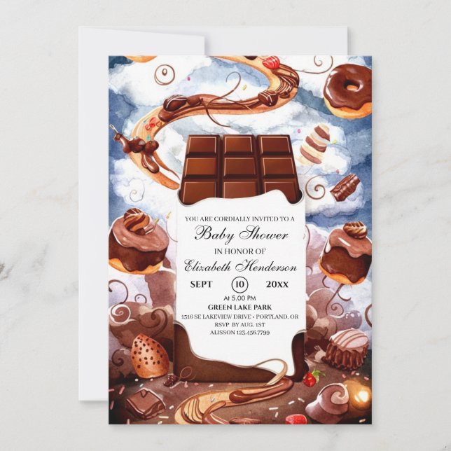 Simple Chocolate Baby Shower Invitation (Front)