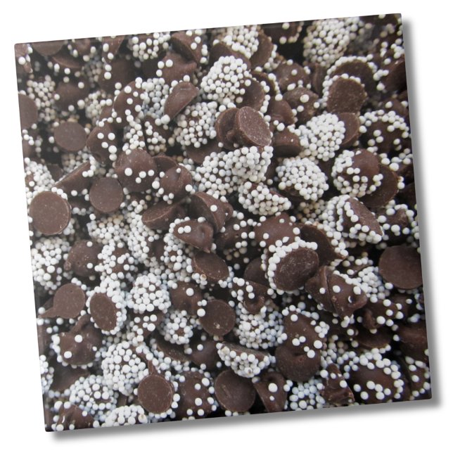 Simple Chocolate Candy Pattern Tile (Cute Unique Brown White Candy Chocolate Chip Ceramic Tile)
