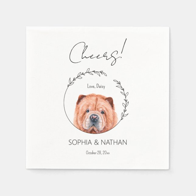 Simple Chow Chow Dog Wedding Cocktail  Napkin (Front)