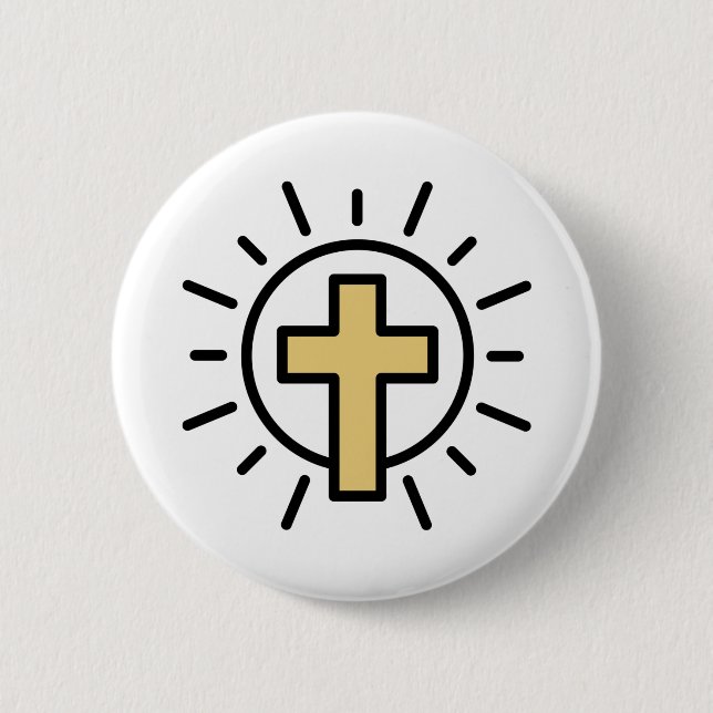 Simple Christian Cross 2 Inch Round Button (Front)