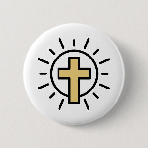 Simple Christian Cross 2 Inch Round Button