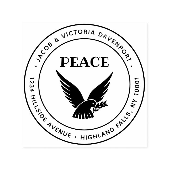 Simple Christian Dove & Peace Return Address Self-inking Stamp (Design)