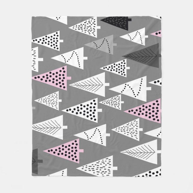 Simple Christmas: Abstract Tree Pattern Fleece Blanket (Front)