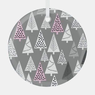 Simple Christmas: Abstract Tree Pattern Glass Ornament