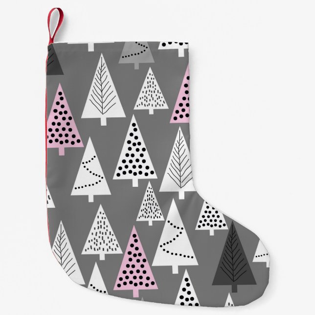 Simple Christmas: Abstract Tree Pattern Small Christmas Stocking (Front)