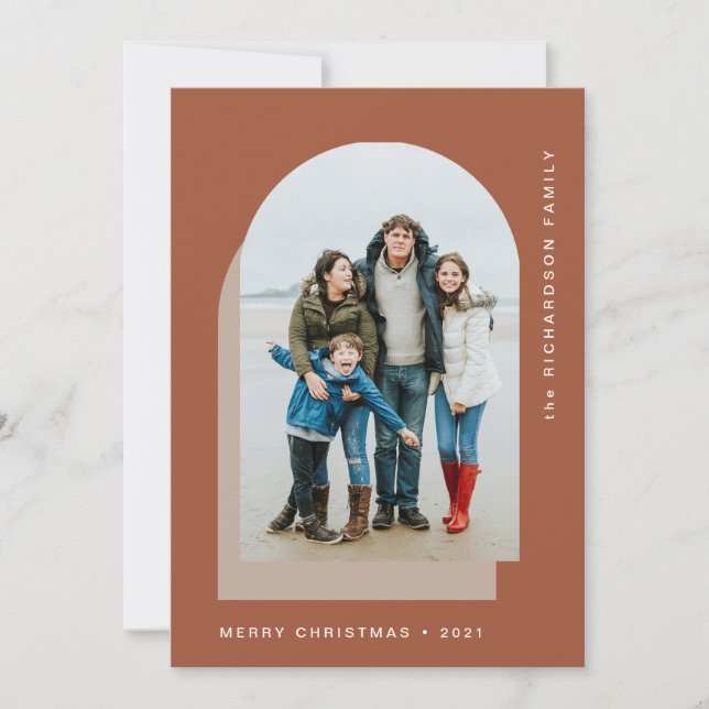 Simple Christmas Arch | Modern Two Photo Holiday Card (Front)