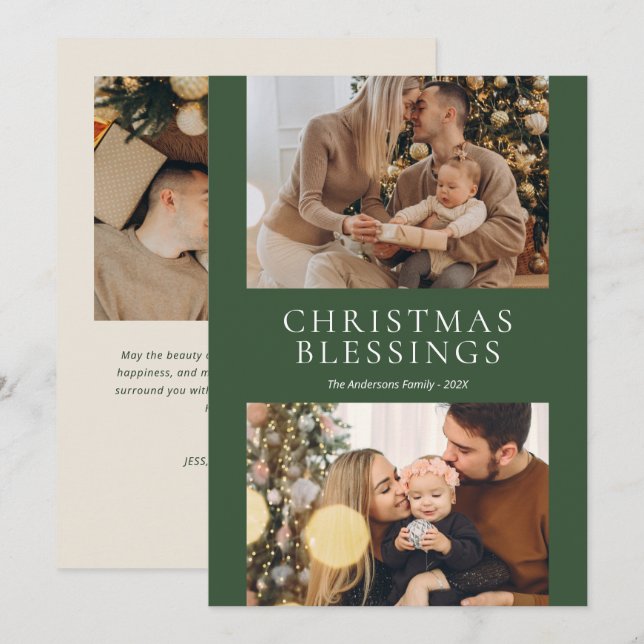 Simple Christmas Blessings   Holiday Card (Front/Back)