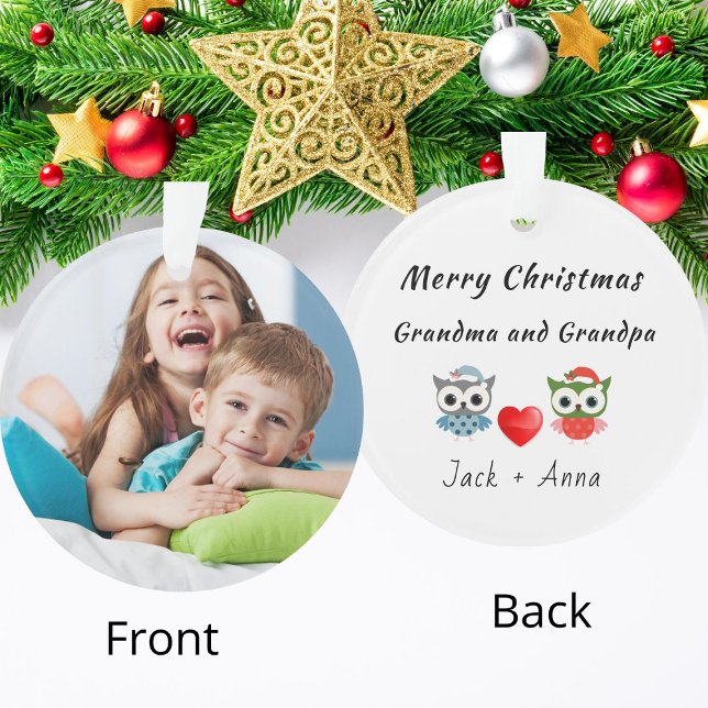 Simple Christmas Custom Text Modern Photo Ornament (Creator Uploaded)
