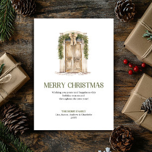 Simple Christmas Door Card Earthy Neutral Palette