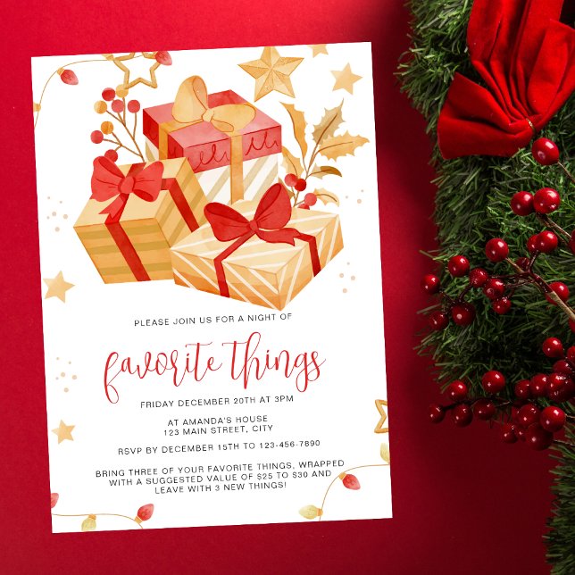 Simple Christmas Gift Boxes Favourite Things Party Invitation (Creator Uploaded)
