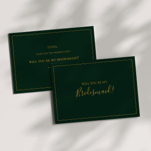 Simple Christmas   Green Bridesmaid Proposal Card