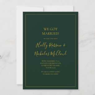 Simple Christmas Green Elopement Announcement