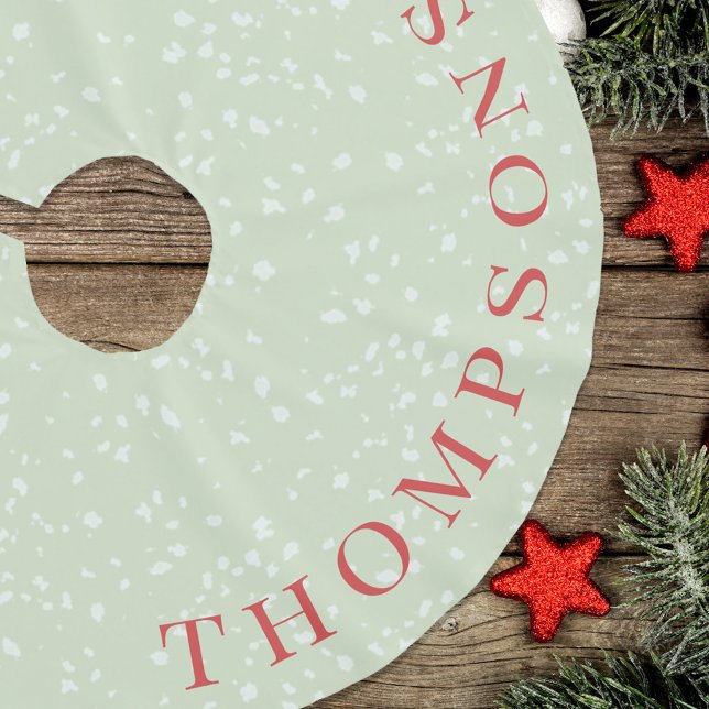 Simple Christmas Green White Snow Custom  Brushed Polyester Tree Skirt (Simple light green Christmas tree skirt. )